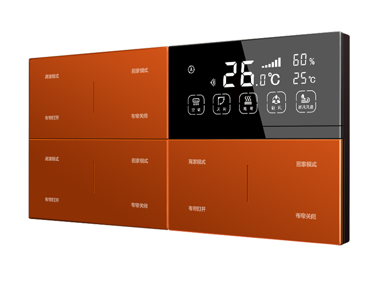 风尚灵动 3片12按键带温控（B22）二排8按键+温控正面橙色连筋